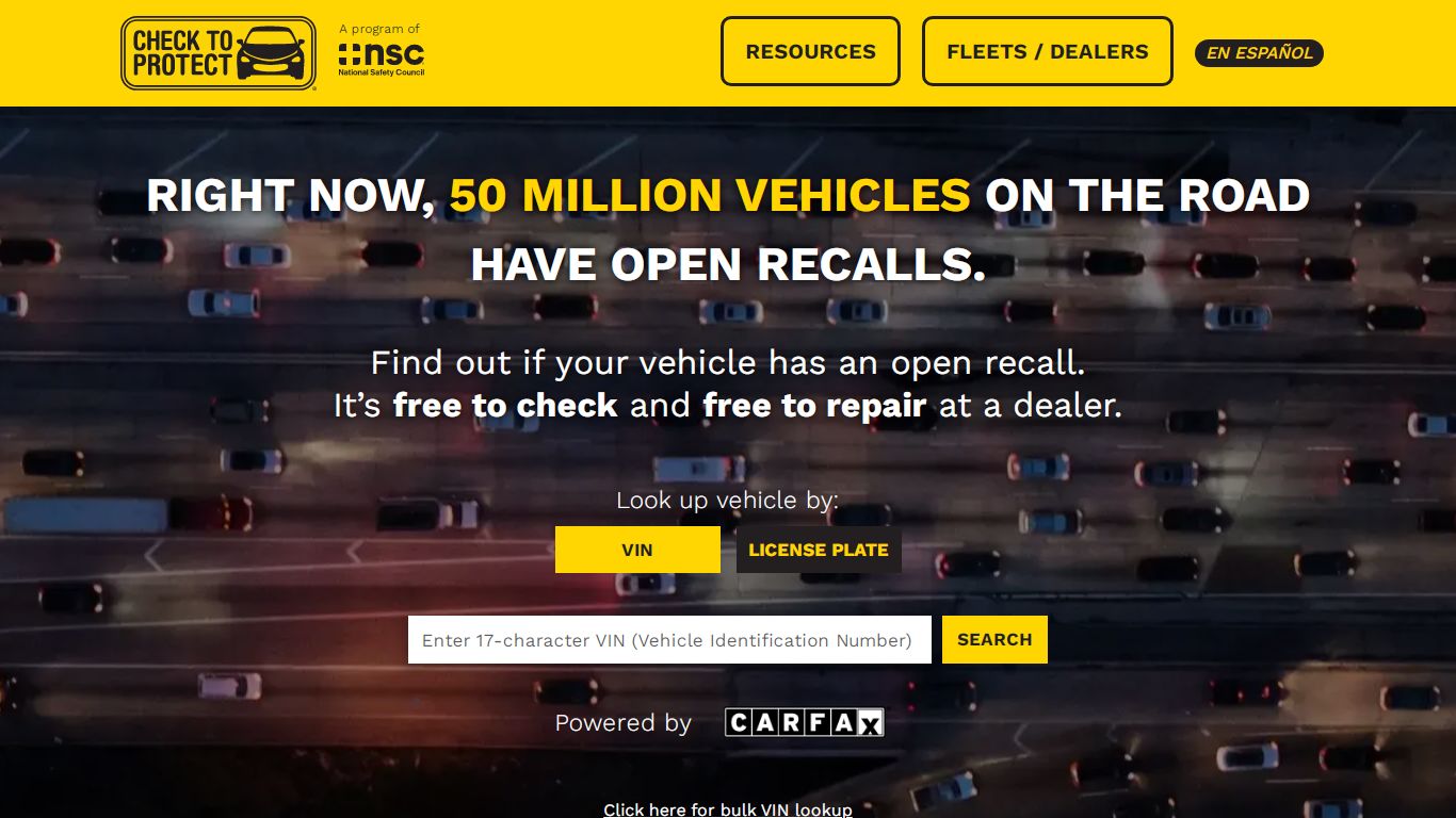 Vehicle Recall Check by VIN or License Plate | Check to Protect